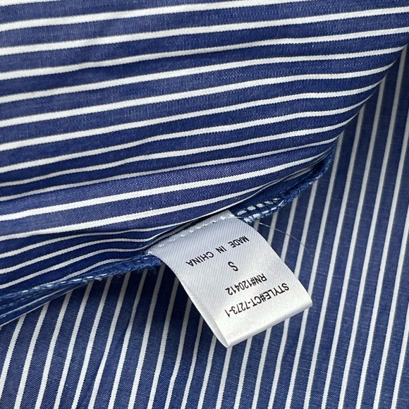 Forever 21 Stolen Hearts Blue Pin Stripe Off Shoulder Top NWT SMALL - Picture 6 of 9